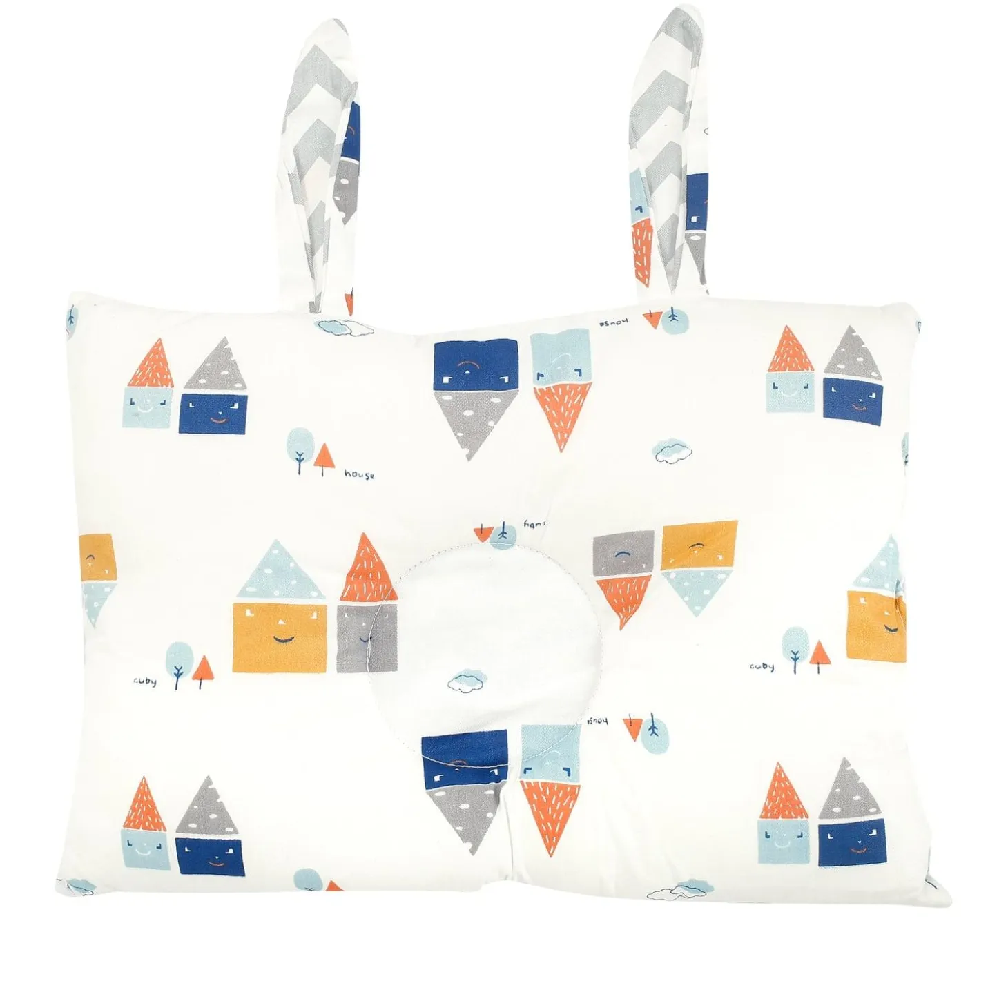 Abstract House White Print Double Sided Pillow