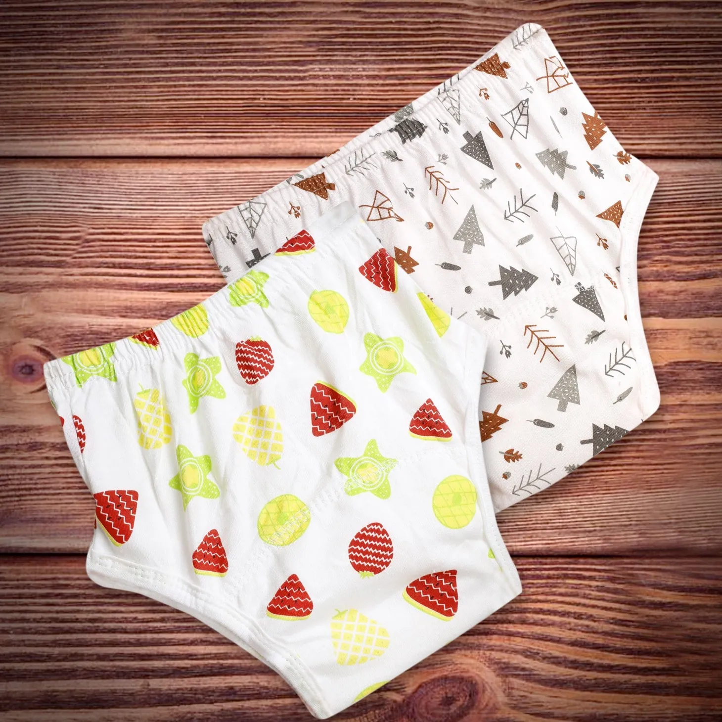Adjustable & Washable Cloth Diaper Panty 2 Pk Forest Fruits Multicolour