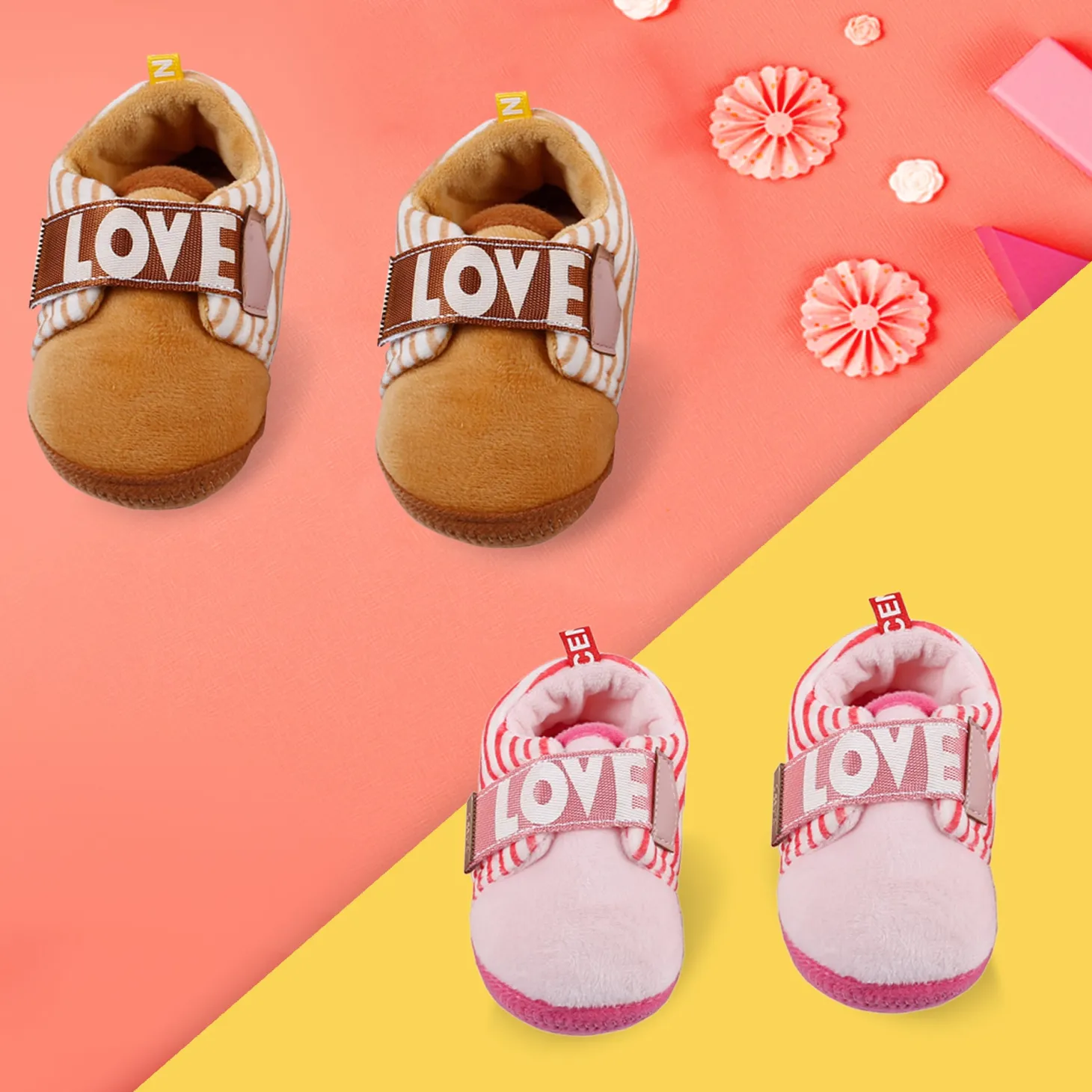 All About Love Brown And Pink 2 Pk Booties