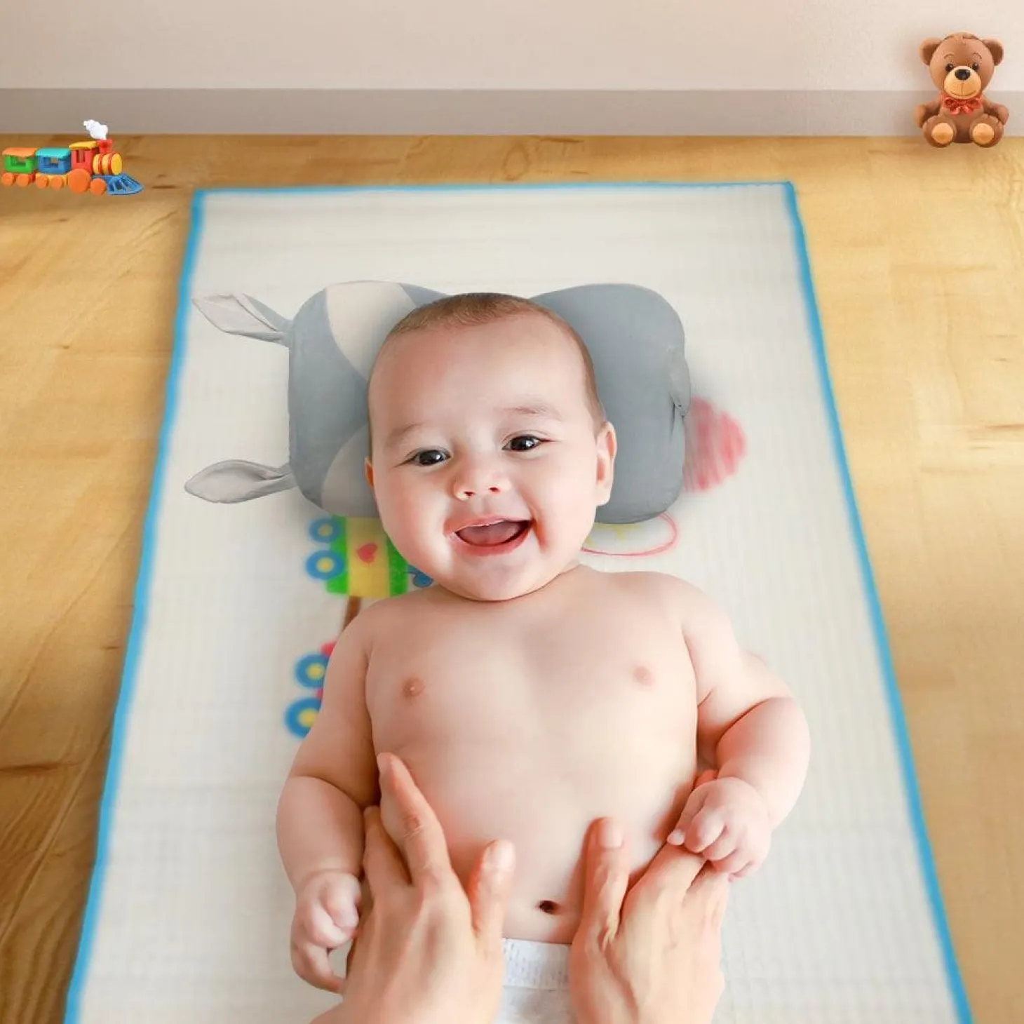 Animal Chu Chu Train Blue Air Filled Waterproof Massage Mat
