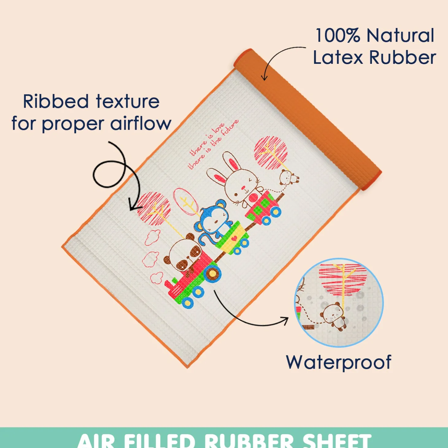 Animal Chu Chu Train Orange Air Filled Waterproof Massage Mat