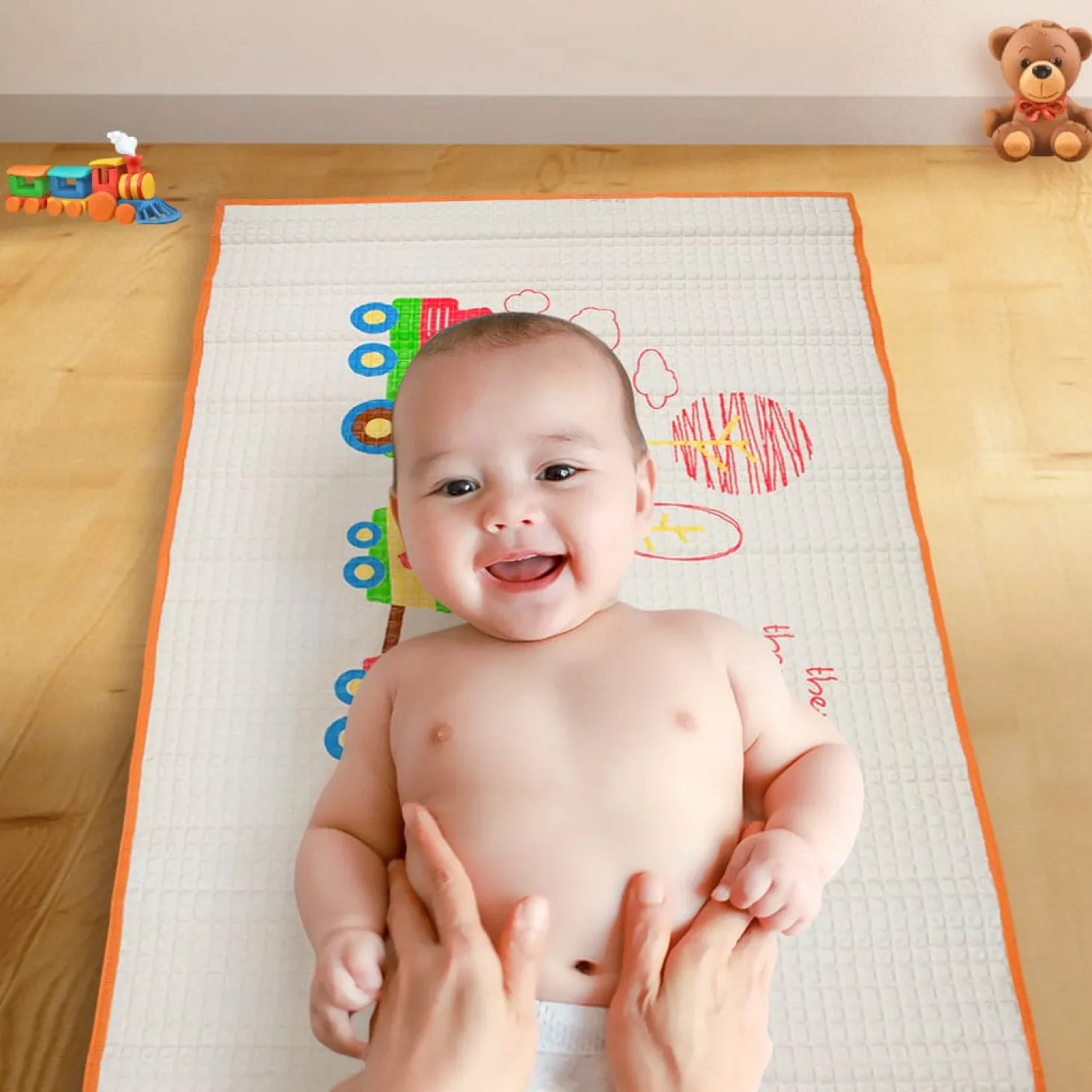 Animal Chu Chu Train Orange Air Filled Waterproof Massage Mat