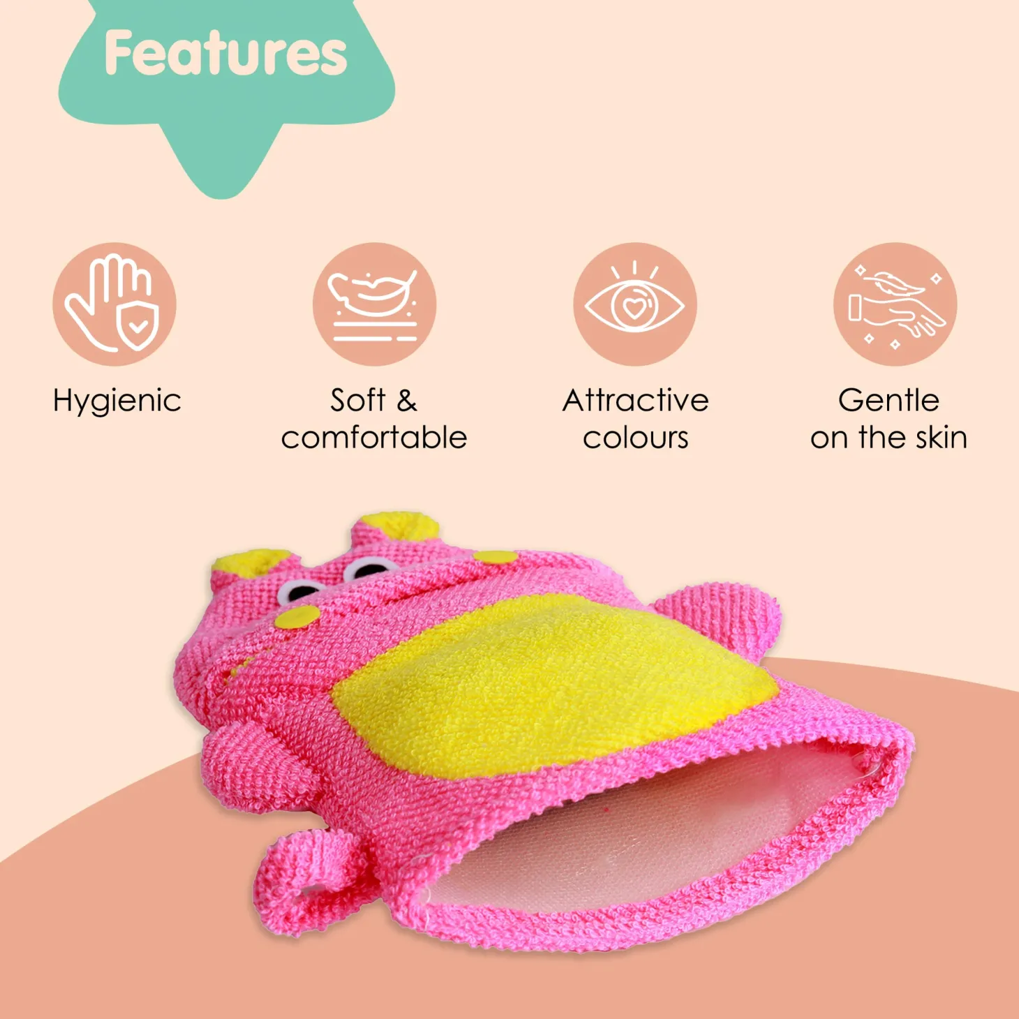 Animal Pink And Yellow Cartoon Bath Glove