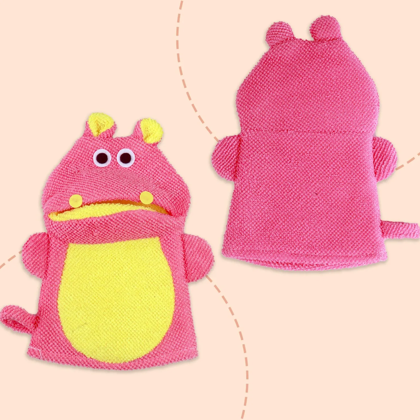 Animal Pink And Yellow Cartoon Bath Glove