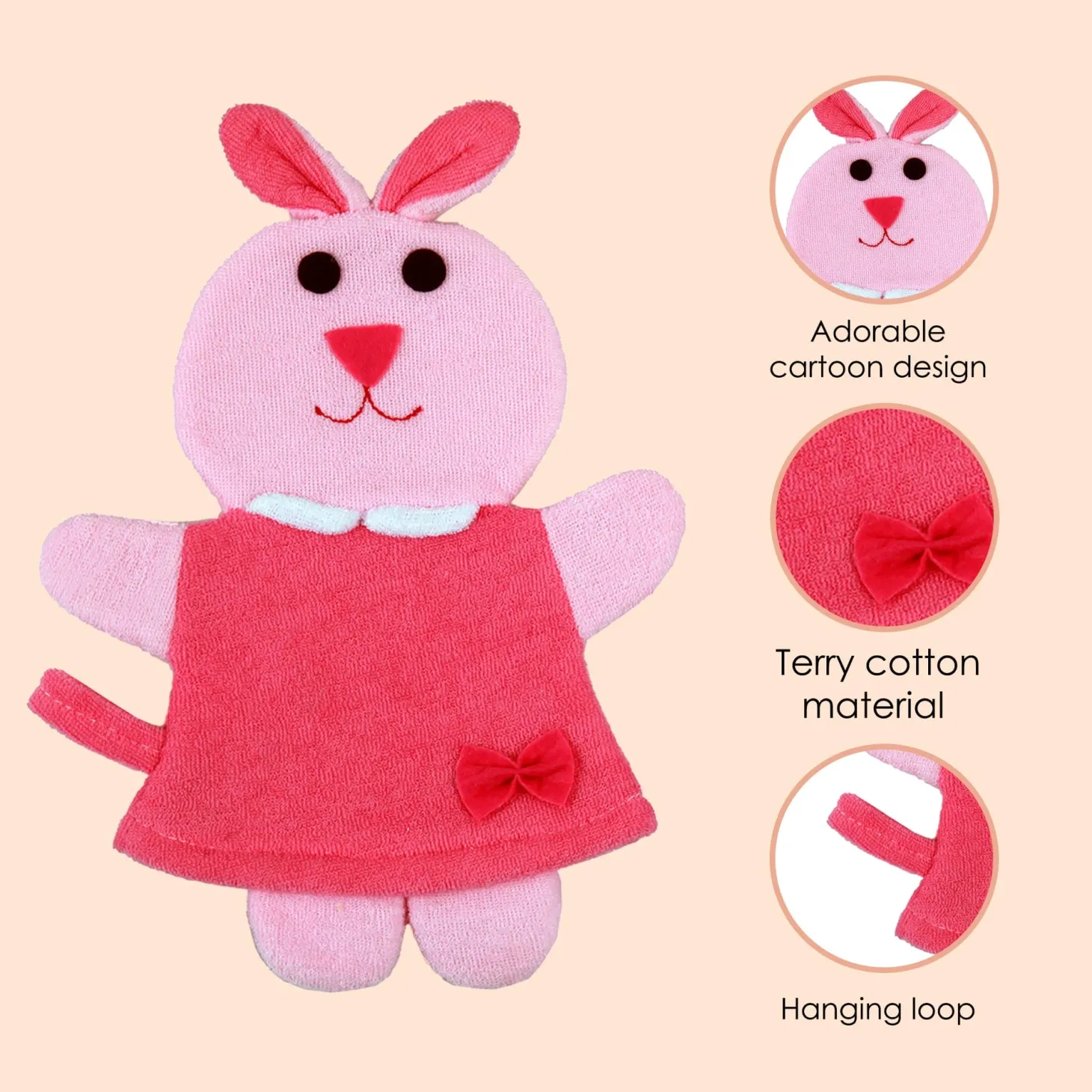 Animal Pink Cartoon Bath Glove