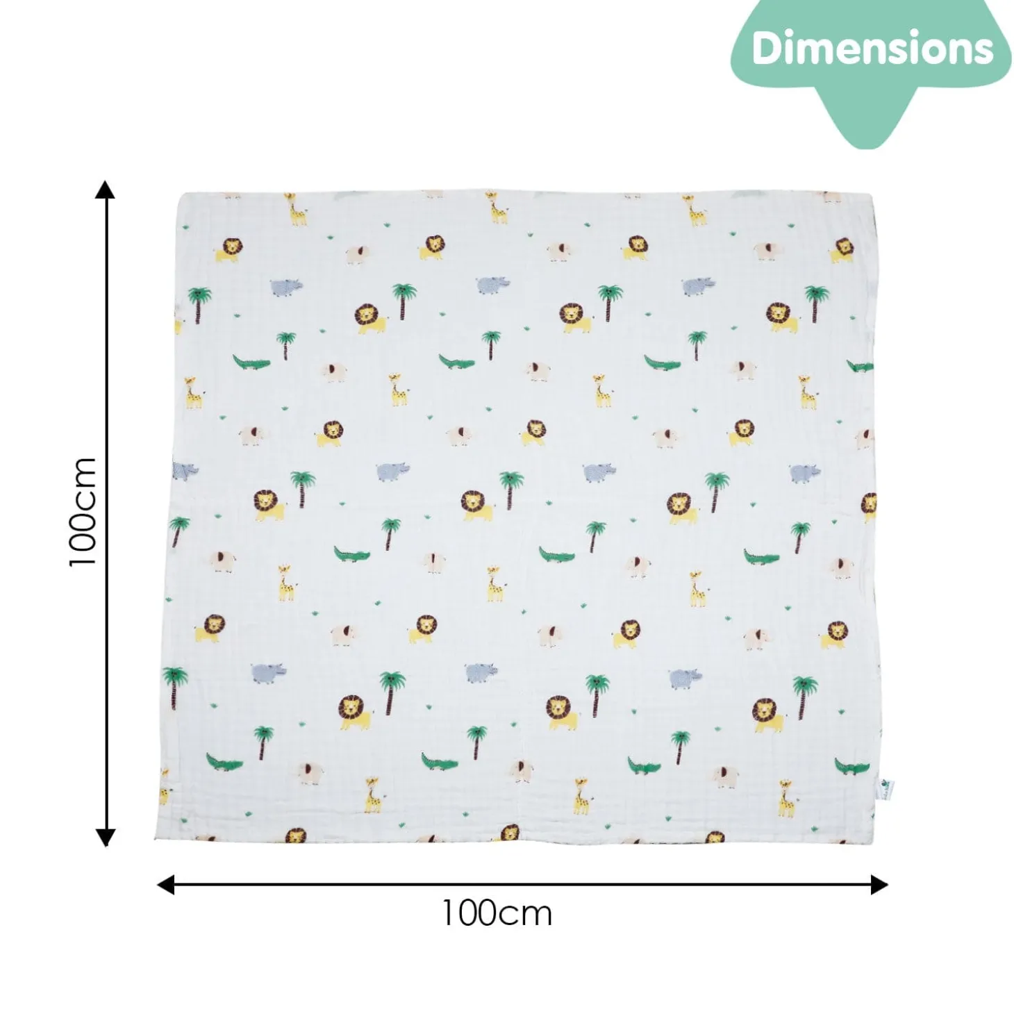 Animal Print White Small Print Muslin Blanket