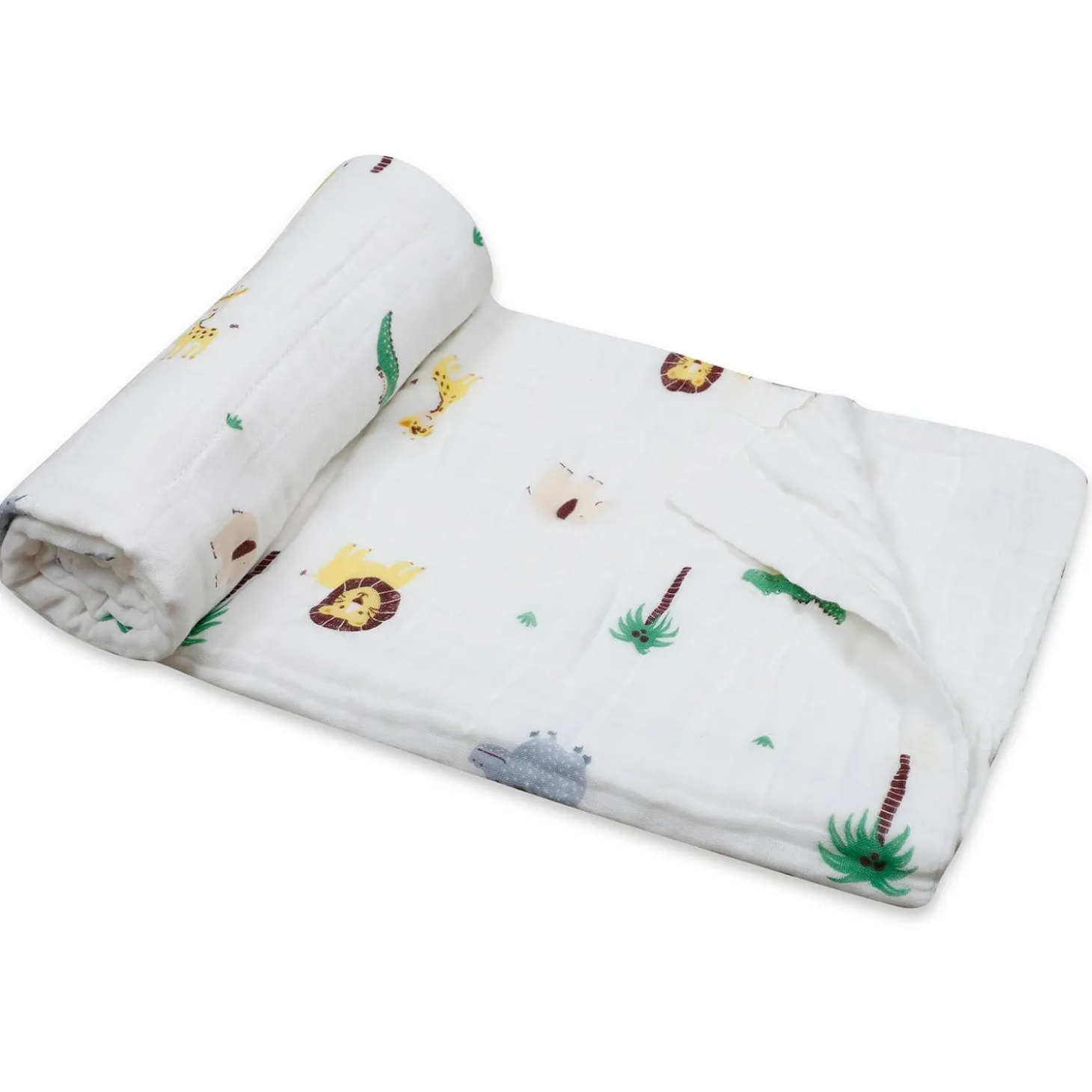 Animal Print White Small Print Muslin Blanket
