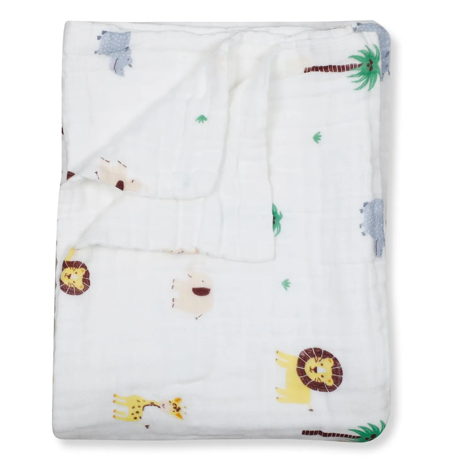 Animal Print White Small Print Muslin Blanket
