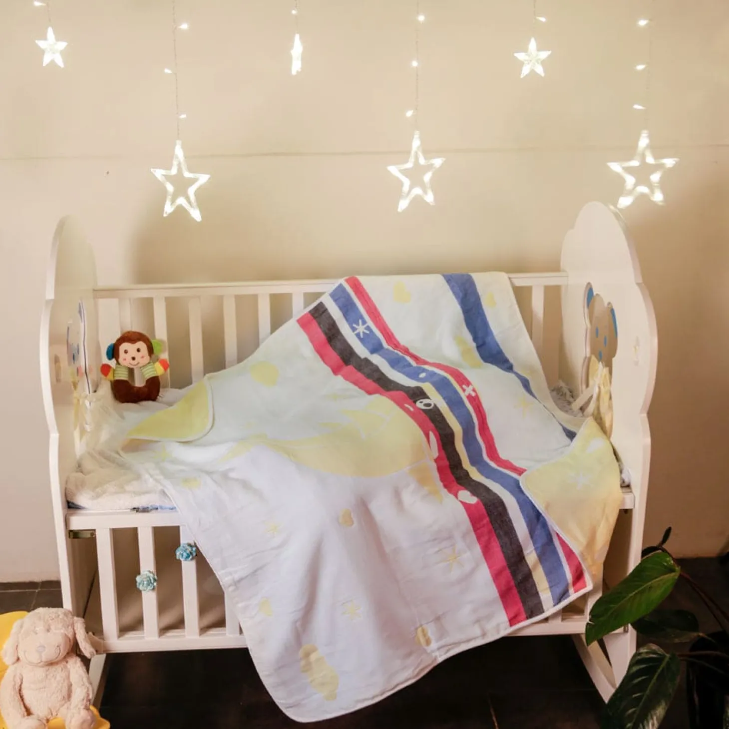 Animal Print Yellow Embossed Baby Large Muslin Blanket