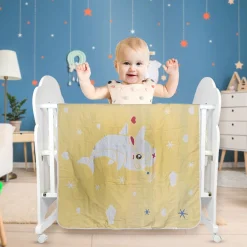 Animal Print Yellow Embossed Baby Large Muslin Blanket