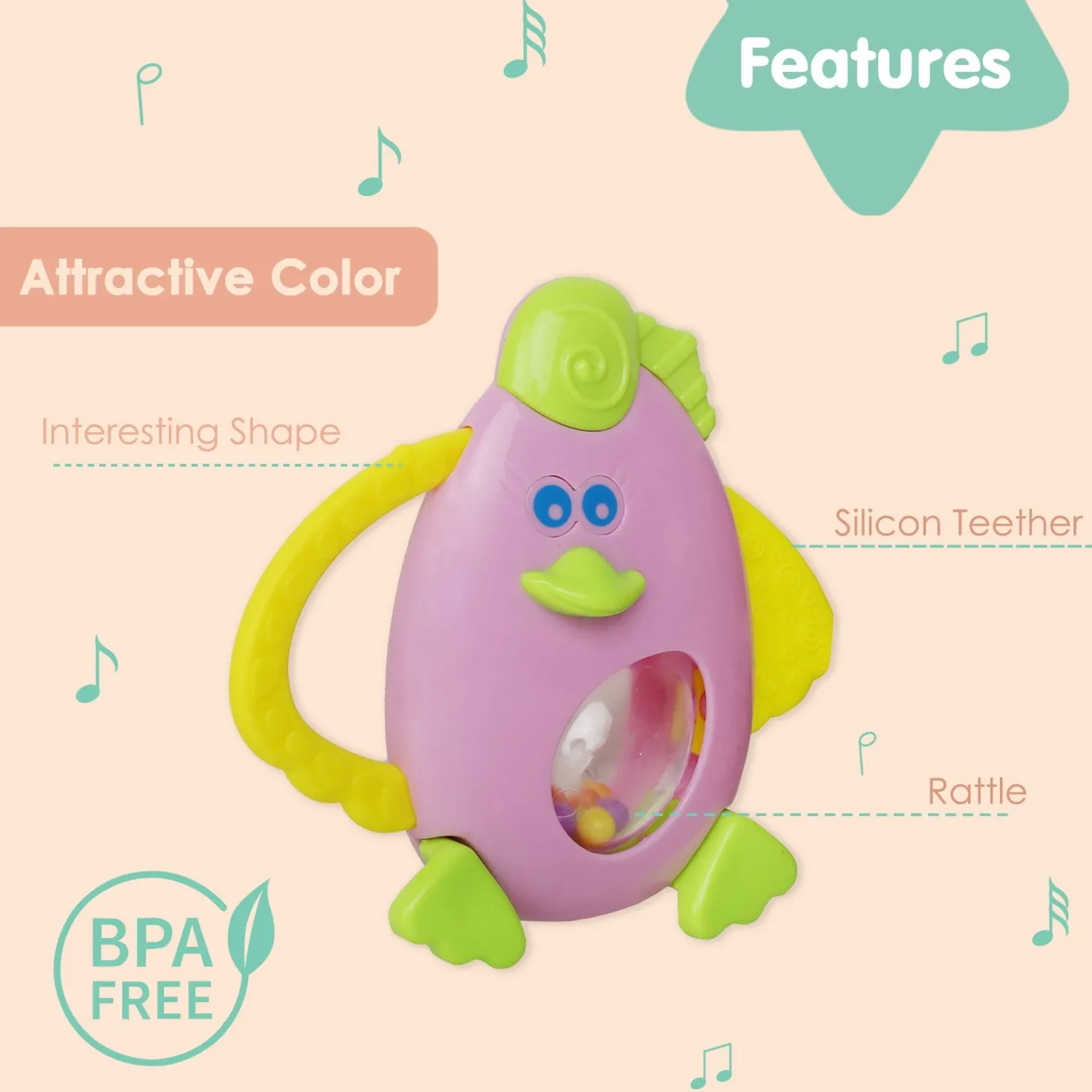 Animal Purple Rattle Toy