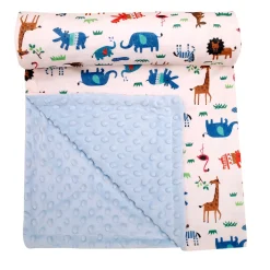 Animals And Grass Blue Blanket