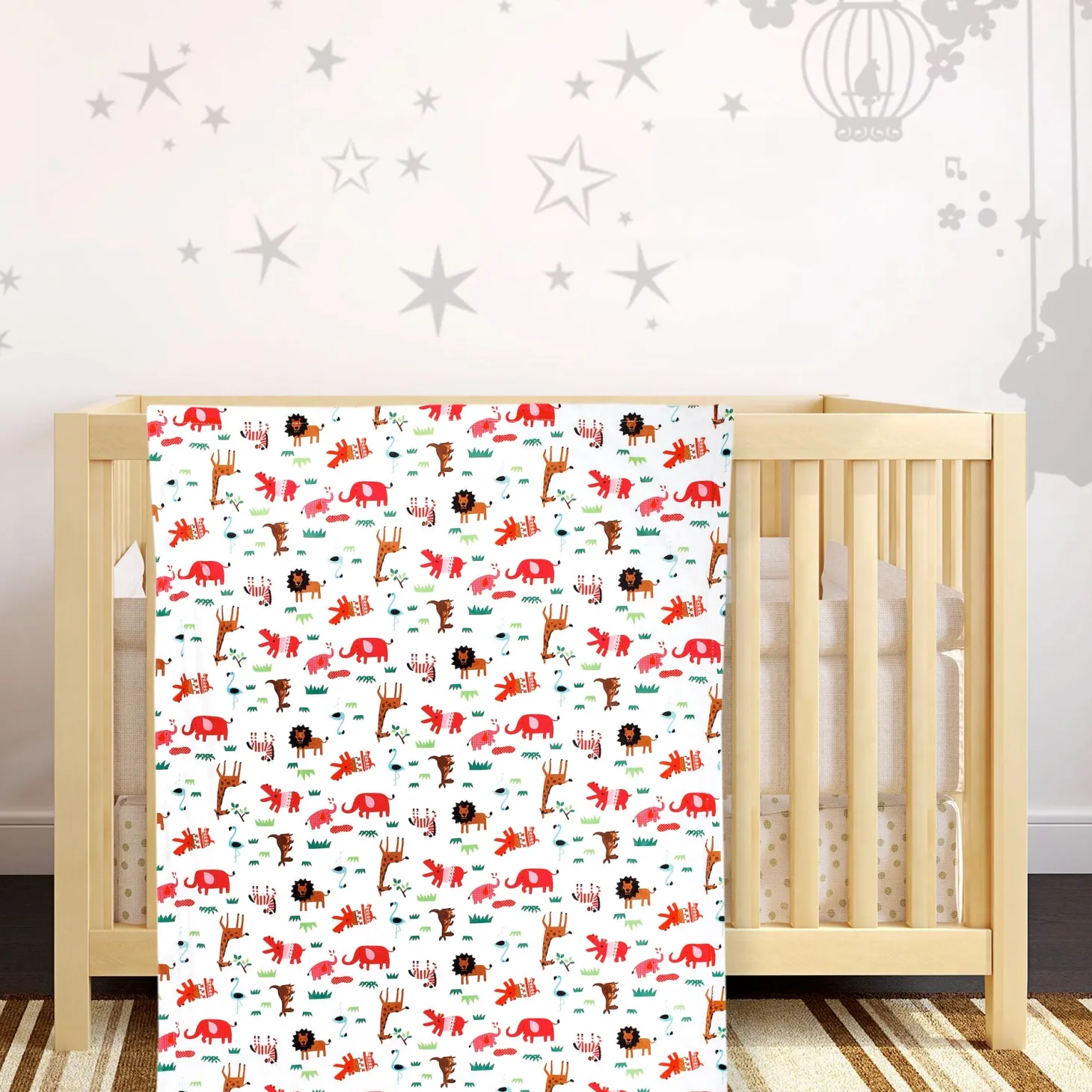 Animals And Grass White Blanket