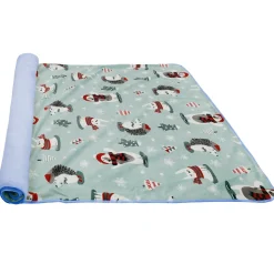 Arctic Animals Mint Green Double Sided Fur Blanket
