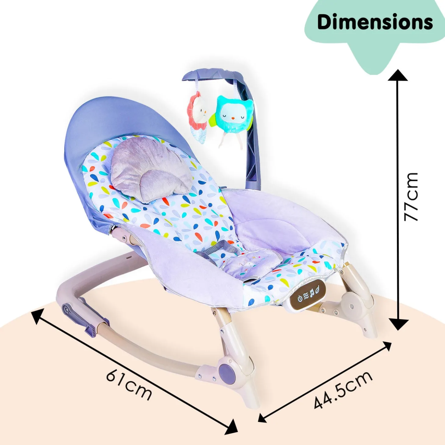 Automatic 3 Position Seat Recliner Bouncer Floral Grey