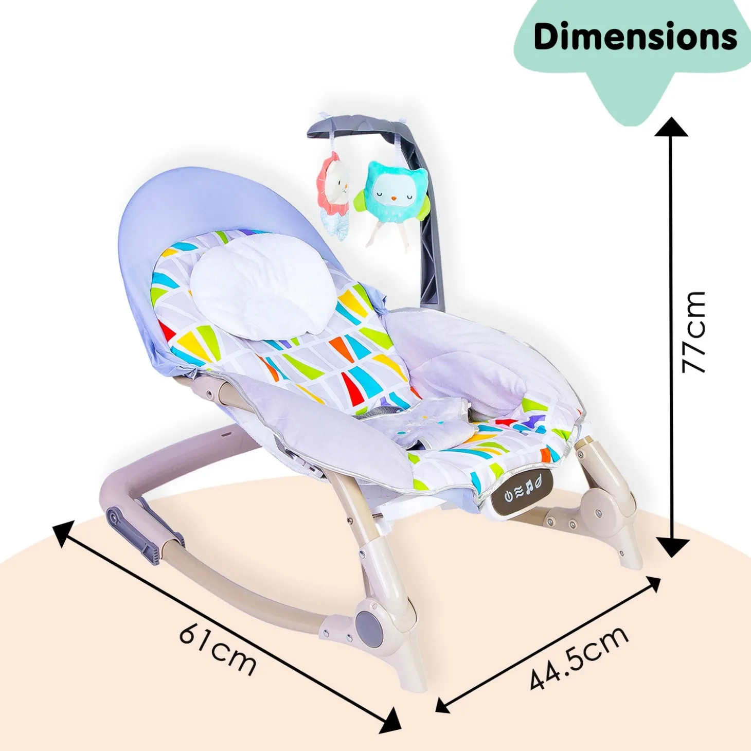 Automatic 3 Position Seat Recliner Bouncer Abstract Grey