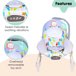 Automatic 3 Position Seat Recliner Bouncer Abstract Grey