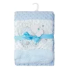 Baby Bear In Pram Soft Reversible Bubble Fur Blanket Blue