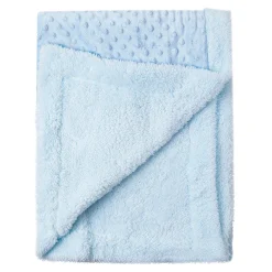 Baby Bear In Pram Soft Reversible Bubble Fur Blanket Blue