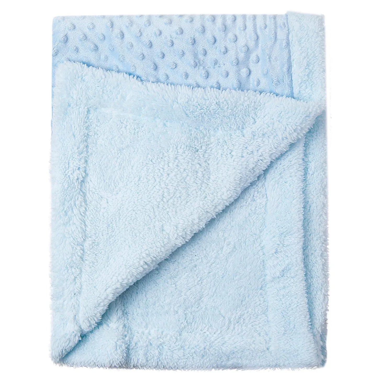 Baby Bear In Pram Soft Reversible Bubble Fur Blanket Blue