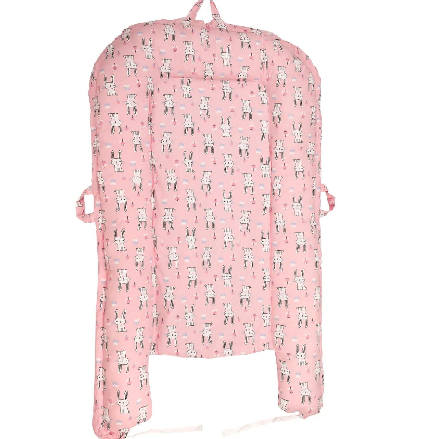 Baby Bed Cum Carry Nest Star And Rabbit Pink