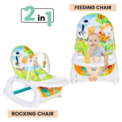 Baby Moo 2 In 1 Rocker Cum Feeding Chair 20 Kg Green