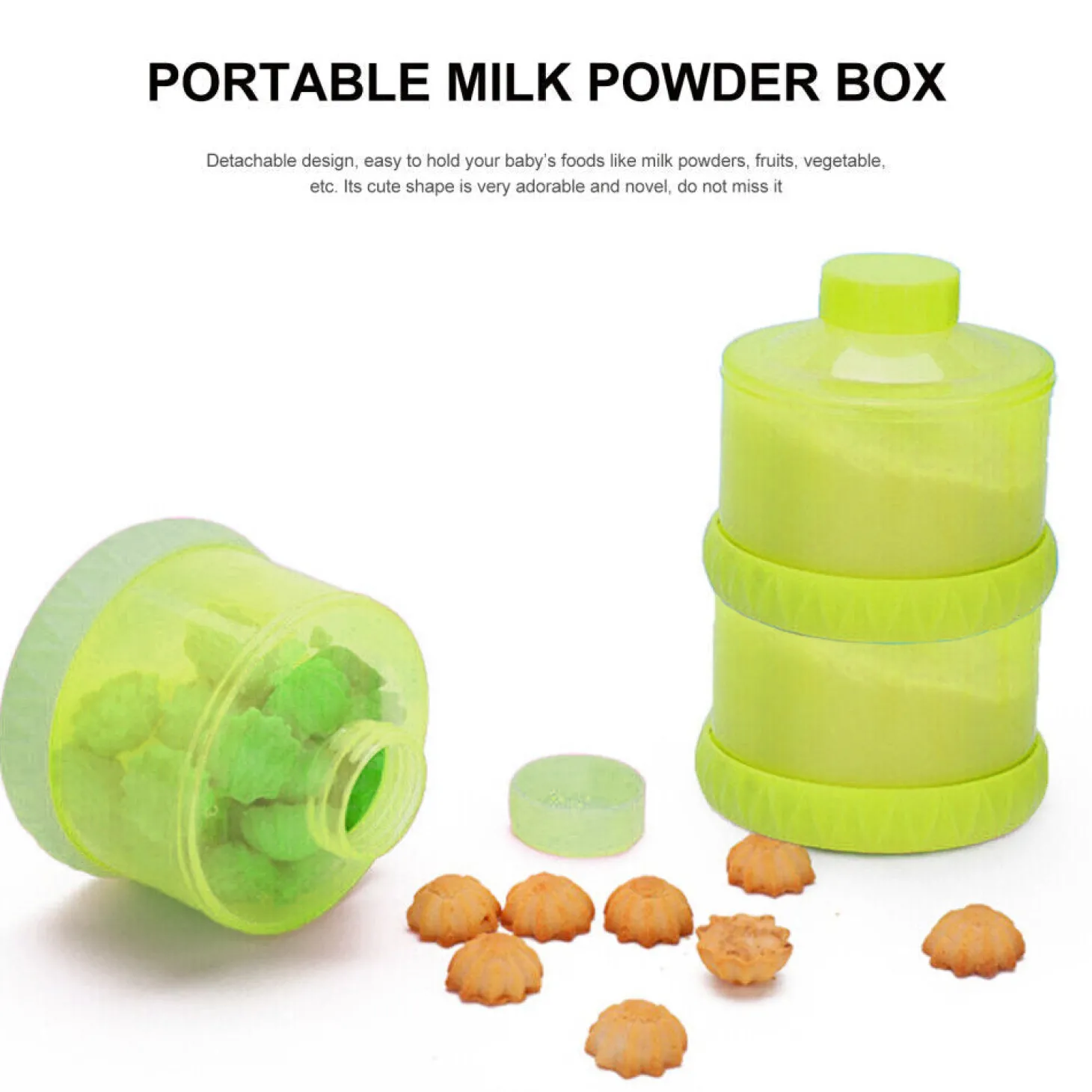 Baby Moo 3 Layer Portable BPA Free Milk Powder Container - Green