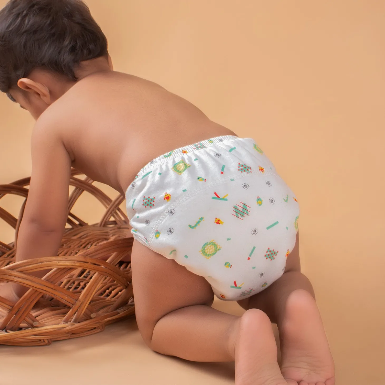 Baby Moo Abstract Letters Reusable Cloth Training Diaper Panty - Multicolour