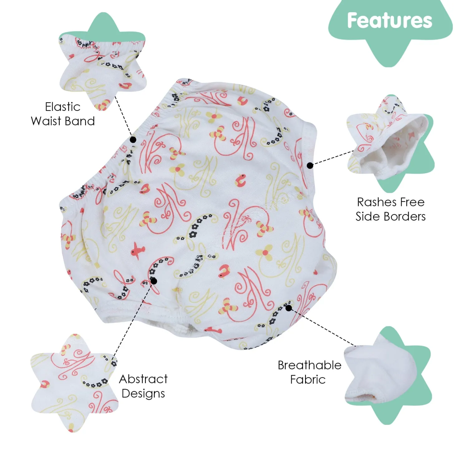 Baby Moo Abstract Reusable Cloth Training Diaper Panty - Multicolour