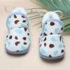 Baby Moo Abstract Spots Soft Slip-On Anti-Skid Plush Warm Booties - Blue
