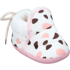 Baby Moo Abstract Spots Soft Slip-On Anti-Skid Plush Warm Booties - Pink