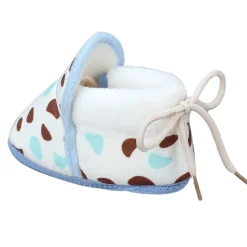 Baby Moo Abstract Spots Soft Slip-On Anti-Skid Plush Warm Booties - Blue