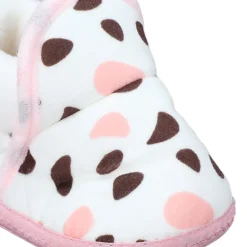 Baby Moo Abstract Spots Soft Slip-On Anti-Skid Plush Warm Booties - Pink