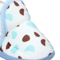 Baby Moo Abstract Spots Soft Slip-On Anti-Skid Plush Warm Booties - Blue
