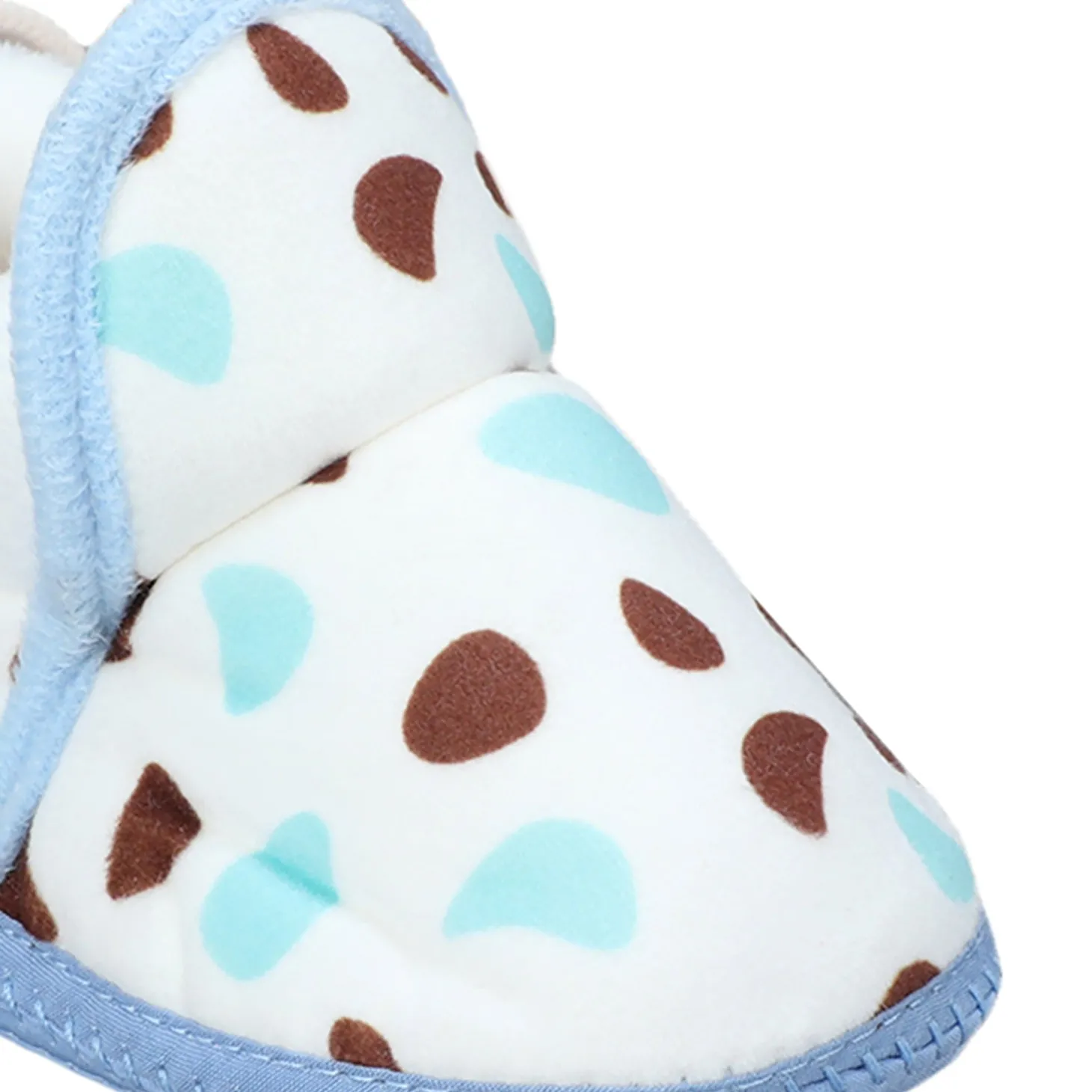 Baby Moo Abstract Spots Soft Slip-On Anti-Skid Plush Warm Booties - Blue