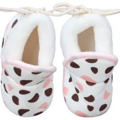 Baby Moo Abstract Spots Soft Slip-On Anti-Skid Plush Warm Booties - Pink