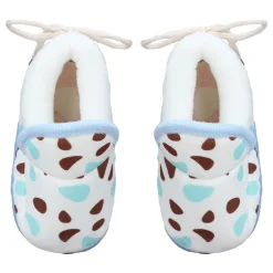 Baby Moo Abstract Spots Soft Slip-On Anti-Skid Plush Warm Booties - Blue