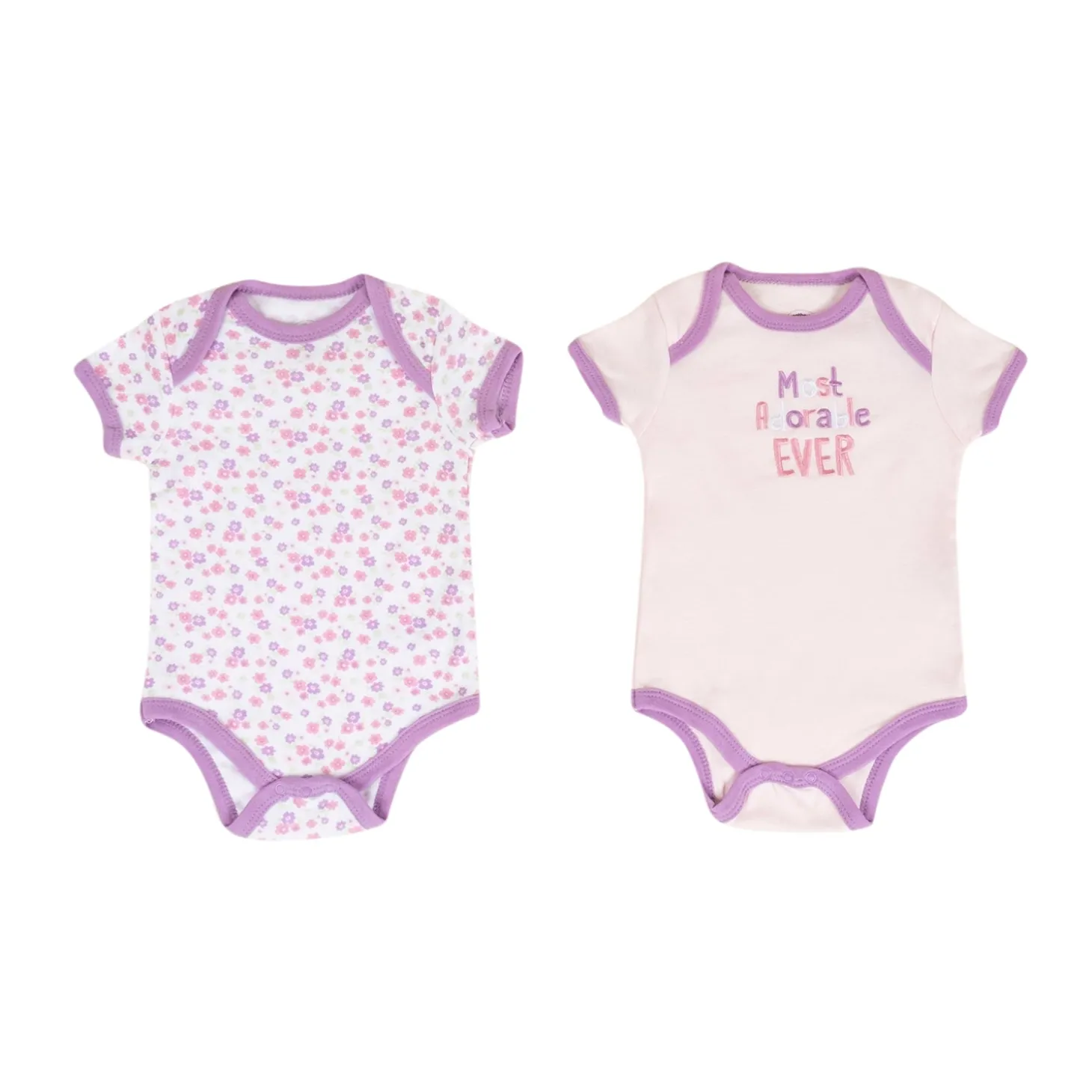 Baby Moo Adorable Gift Set 5 Piece With Bodysuits, Pyjama, Bib And Socks - Purple