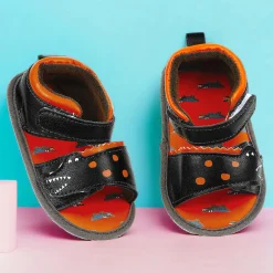 Baby Moo Alligator Velcro Straps Anti-Skid Open Toe Sandals - Green, Orange