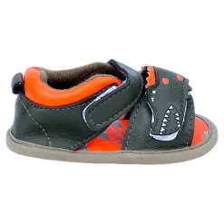 Baby Moo Alligator Velcro Straps Anti-Skid Open Toe Sandals - Green, Orange