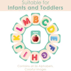 Baby Moo Alphabet A To Z 26 Flash Cards - Green, Peach