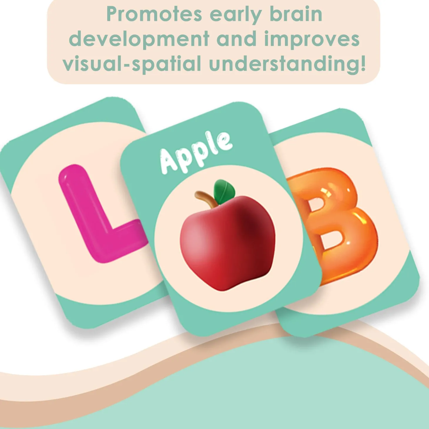 Baby Moo Alphabet A To Z 26 Flash Cards - Green, Peach