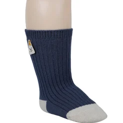 Baby Moo Animal Applique Ribbed Soft Socks Pack of 2 - Grey, Blue