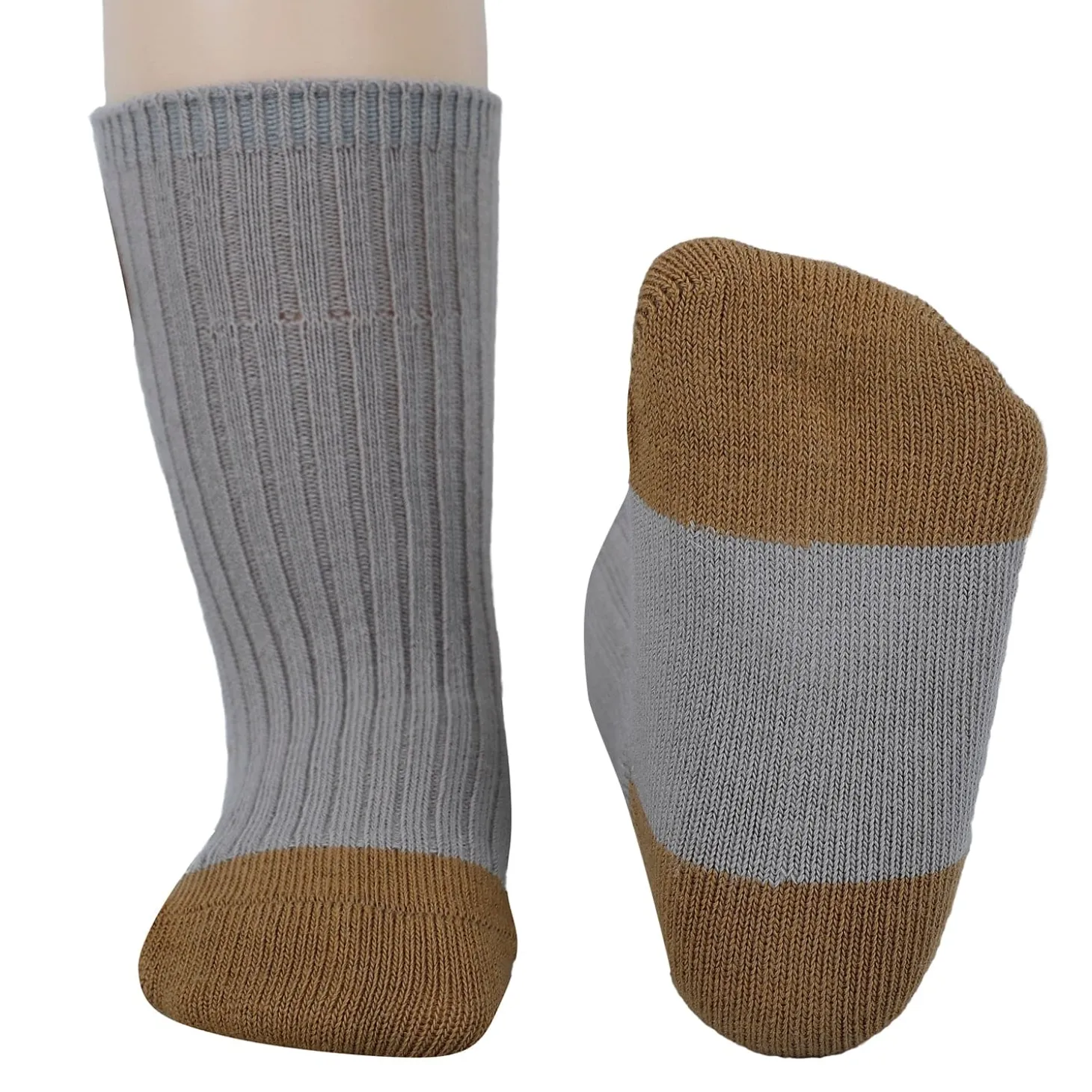 Baby Moo Animal Applique Ribbed Soft Socks Pack of 2 - Grey, Blue
