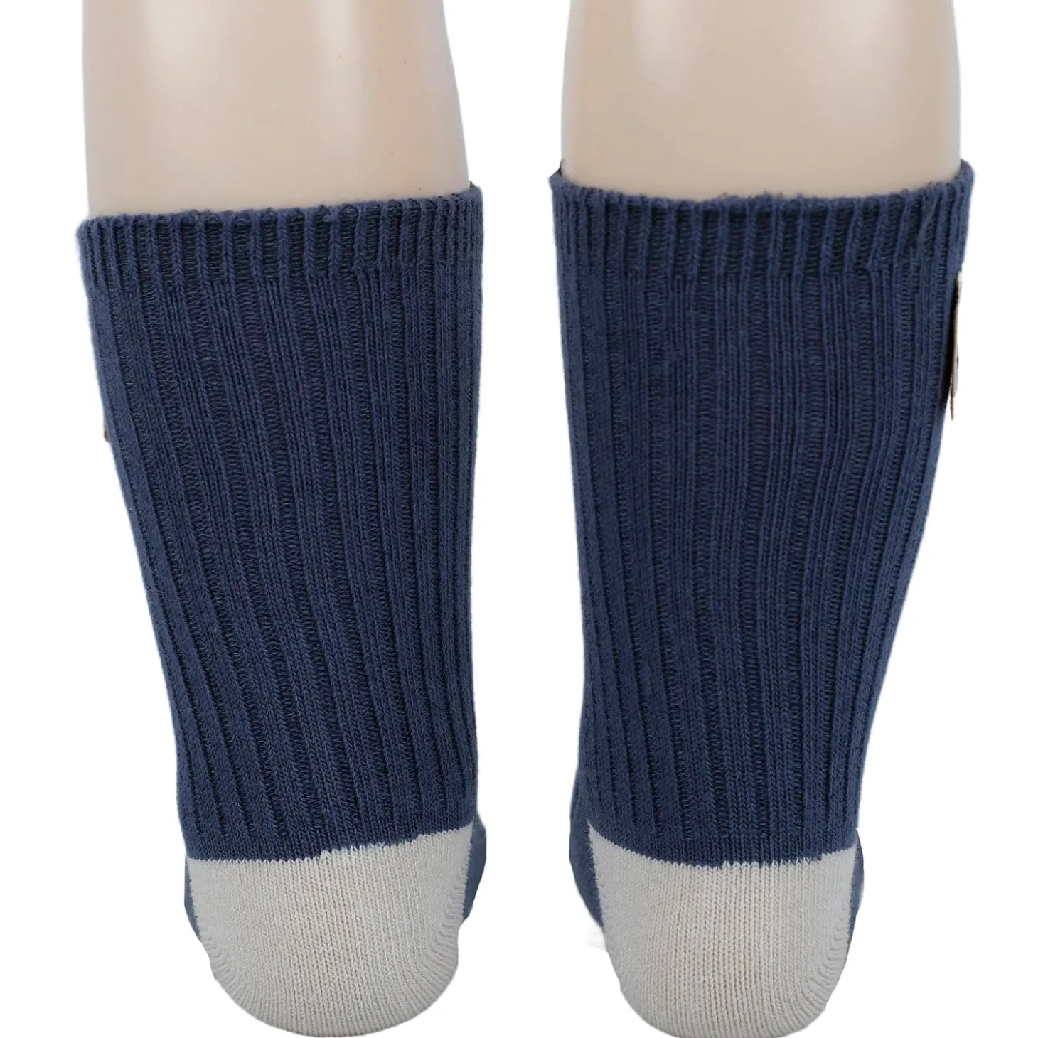 Baby Moo Animal Applique Ribbed Soft Socks Pack of 2 - Grey, Blue