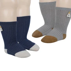 Baby Moo Animal Applique Ribbed Soft Socks Pack of 2 - Grey, Blue