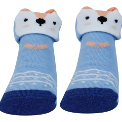 Baby Moo Animal 3D Anti-Skid Socks Booties Pack of 6 - Blue, Green