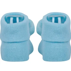Baby Moo Animal 3D Rattle Anti-Skid Socks Booties Pack of 2 - Blue, Peach