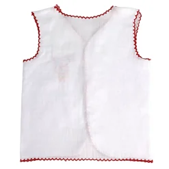 Baby Moo Animal Embroidery V-Neck Sleeveless Front Opening Button Cotton Jhablas 5 Pcs - Multicolour, White