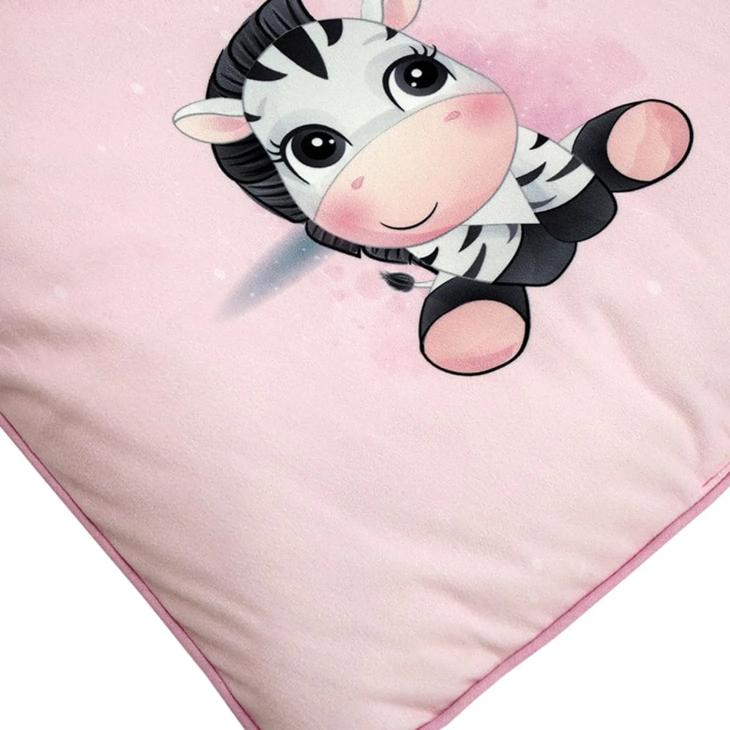Baby Moo Animal Kingdom Soft Velvet U Pillow, 2 Side Bolsters Mattress Set - Pink